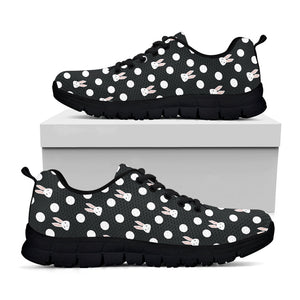Polka Dot Rabbit Pattern Print Black Running Shoes