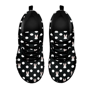 Polka Dot Rabbit Pattern Print Black Running Shoes