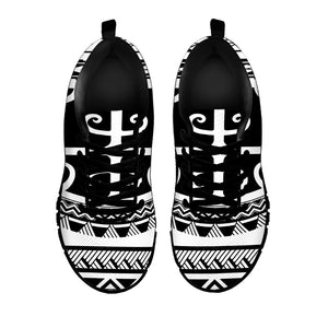 Polynesian Tribal Tattoo Pattern Print Black Running Shoes