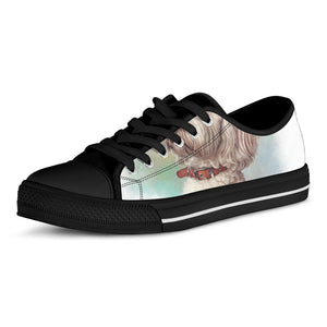 Poodle Portrait Print Black Low Top Sneakers