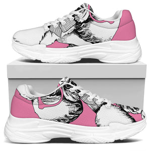 Poodle With Glasses Print White Chunky Shoes
