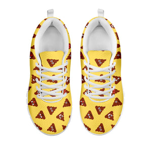 Poop Emoji Pattern Print White Running Shoes