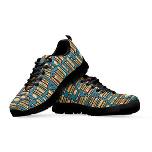 Pop Art Books Pattern Print Black Running Shoes