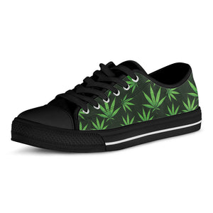 Pot Leaf Pattern Print Black Low Top Sneakers