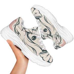 Princess Poodle Print White Chunky Shoes