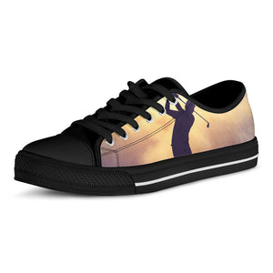 Pro Golf Swing Print Black Low Top Sneakers