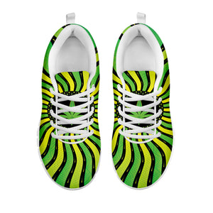 Psychedelic Cannabis Leaf Print White Running Shoes