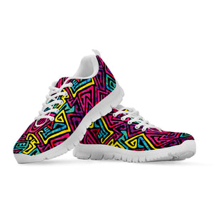 Psychedelic Funky Pattern Print White Running Shoes