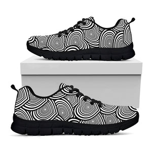 Psychedelic Heart Pattern Print Black Running Shoes