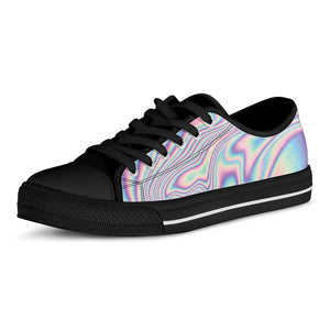 Psychedelic Holographic Print Black Low Top Sneakers