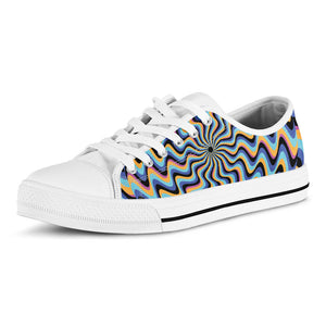 Psychedelic Illusory Motion Print White Low Top Sneakers