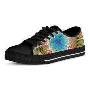 Psychedelic Kaleidoscope Print Black Low Top Sneakers