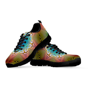 Psychedelic Kaleidoscope Print Black Running Shoes