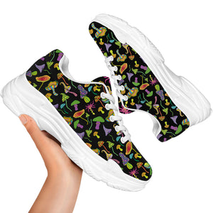 Psychedelic Mushroom Pattern Print White Chunky Shoes