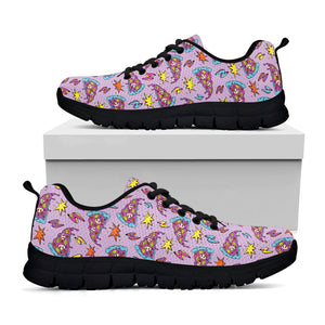 Psychedelic Pizza Pattern Print Black Running Shoes