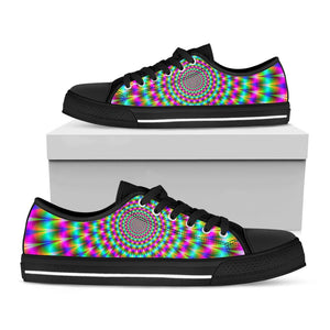 Psychedelic Rave Optical Illusion Black Low Top Sneakers