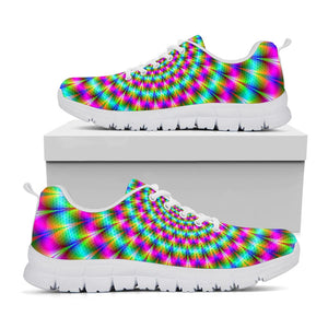Psychedelic Rave Optical Illusion White Running Shoes