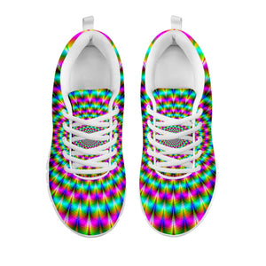 Psychedelic Rave Optical Illusion White Running Shoes