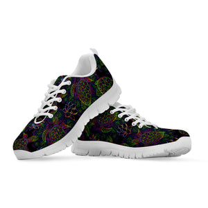 Psychedelic Sea Turtle Pattern Print White Running Shoes
