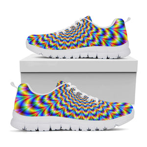 Psychedelic Wave Optical Illusion White Running Shoes