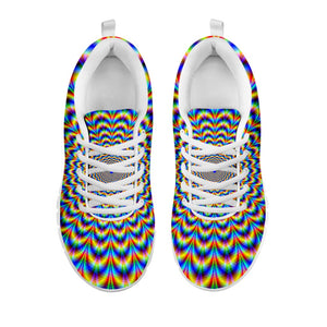Psychedelic Wave Optical Illusion White Running Shoes