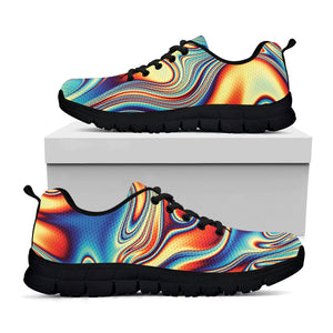 Psychedelic Wave Print Black Running Shoes