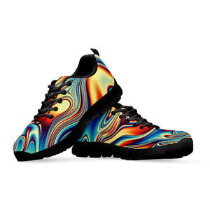 Psychedelic Wave Print Black Running Shoes