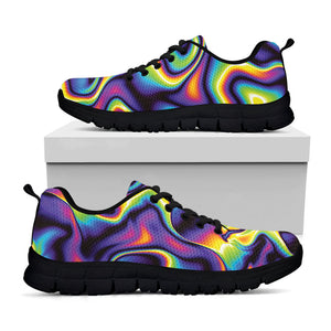 Psychedelic Wavy Print Black Running Shoes
