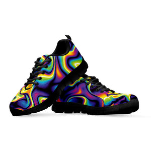 Psychedelic Wavy Print Black Running Shoes