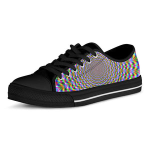 Psychedelic Web Optical Illusion Black Low Top Sneakers