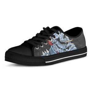 Punk Mohawk Devil Print Black Low Top Sneakers