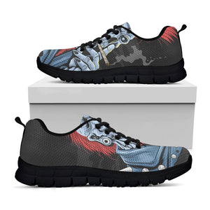 Punk Mohawk Devil Print Black Running Shoes