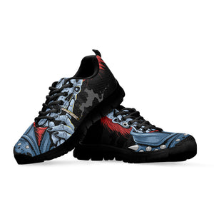 Punk Mohawk Devil Print Black Running Shoes