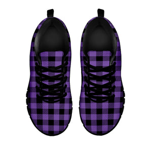 Purple And Black Buffalo Check Print Black Running Shoes