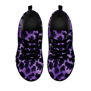 Purple And Black Cheetah Print Black Running Shoes