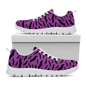 Purple And Black Halloween Bat Print White Running Shoes