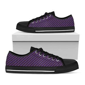 Purple And Black Halloween Pattern Print Black Low Top Sneakers
