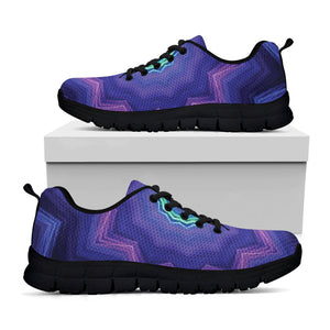 Purple And Blue Kaleidoscope Print Black Running Shoes