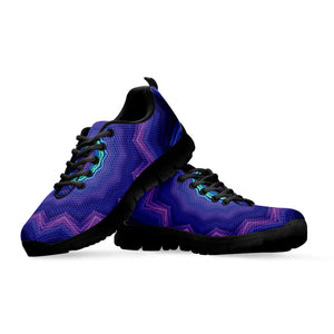 Purple And Blue Kaleidoscope Print Black Running Shoes