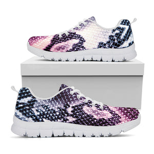 Purple And Blue Snakeskin Print White Running Shoes
