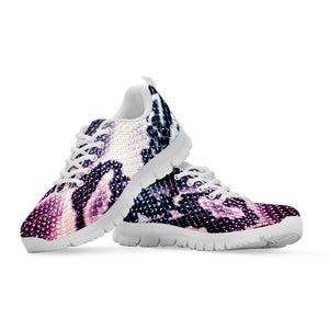 Purple And Blue Snakeskin Print White Running Shoes