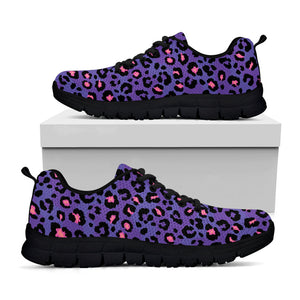 Purple And Pink Leopard Print Black Running Shoes