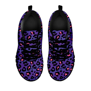 Purple And Pink Leopard Print Black Running Shoes