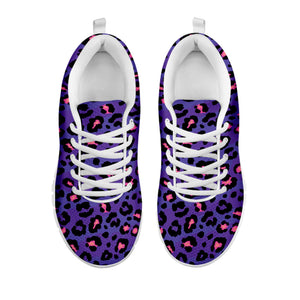 Purple And Pink Leopard Print White Running Shoes