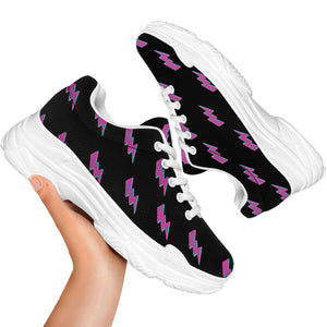Purple And Teal Lightning Pattern Print White Chunky Shoes