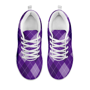 Purple Argyle Pattern Print White Running Shoes