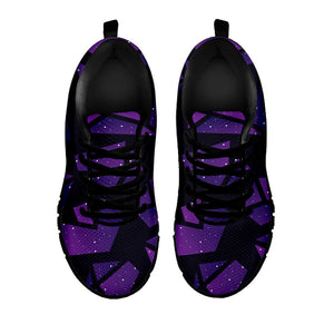 Purple Crystal Cosmic Galaxy Space Print Black Running Shoes