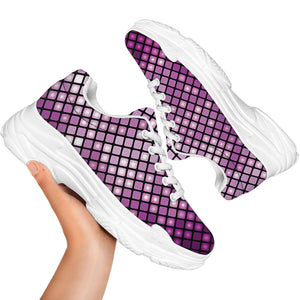 Purple Disco Lights Pattern Print White Chunky Shoes