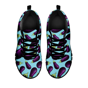 Purple Eggplant Pattern Print Black Running Shoes