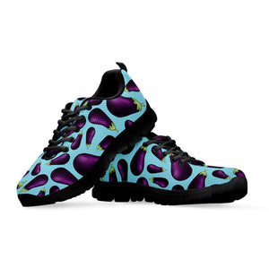Purple Eggplant Pattern Print Black Running Shoes